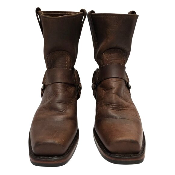 FRYE 8R Harness Short Boot Brown Oiled Leather Western Cowgirl Moto Engineer - Picture 3 of 10